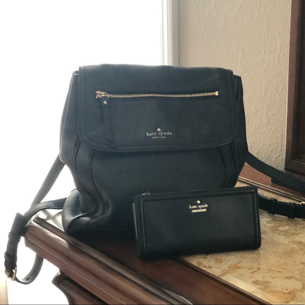 Kate Spade leather backpack and wallet